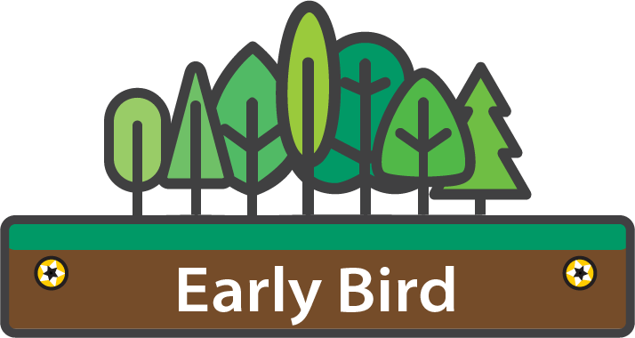 The forest from the SmartForest logo stands atop a rounded rectangle labelled "Early Bird"