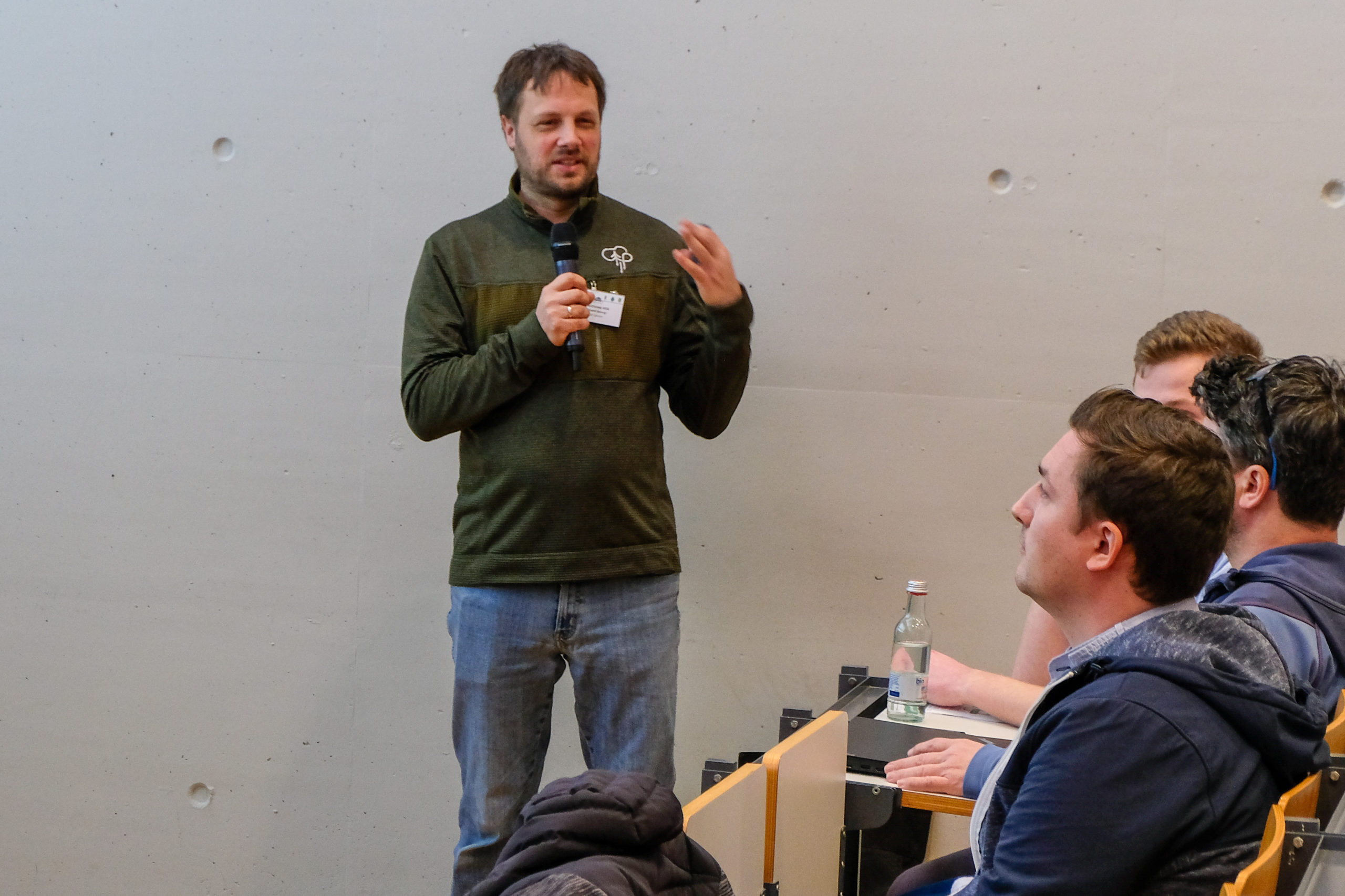 Richard Georgi of OGF GmbH gestures as he presents to the crowd at SmartForest 2026