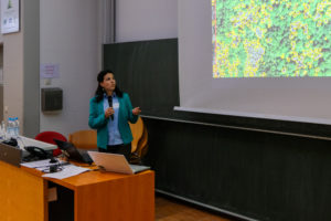 Dr. Mirela Beloiu Schwenke of ETH Zürich displays a map during her presentation at SmartForest 2026