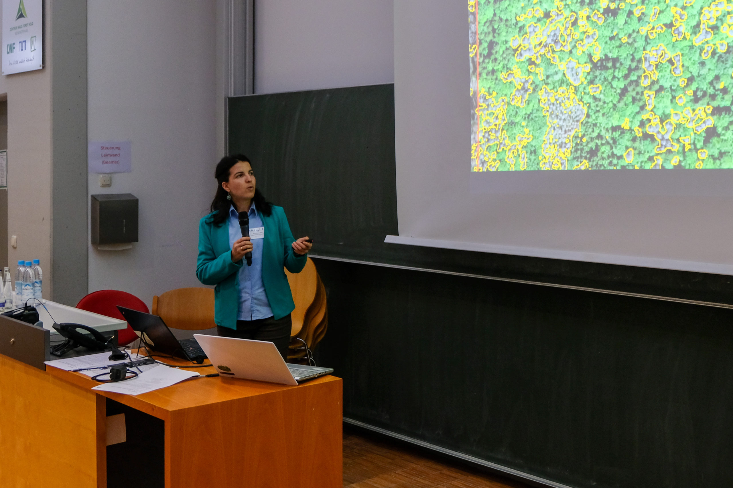 Dr. Mirela Beloiu Schwenke of ETH Zürich displays a map during her presentation at SmartForest 2026