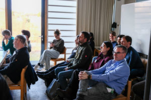 A crowd of people in a bright and sunny classroom during an in-depth session presentation at SmartForest 2026